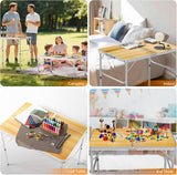 VINGLI 3FT Small Camping Table Adjustable Height Aluminum Folding Table for Picnic Party BBQ, Plastic RV Suitcase Table