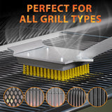 ENLOY Grill Brush and Scraper for Barbecue, 17" Grill Brush for Outdoor Grill, Extended Rosewood Handle and 2 Replaceable