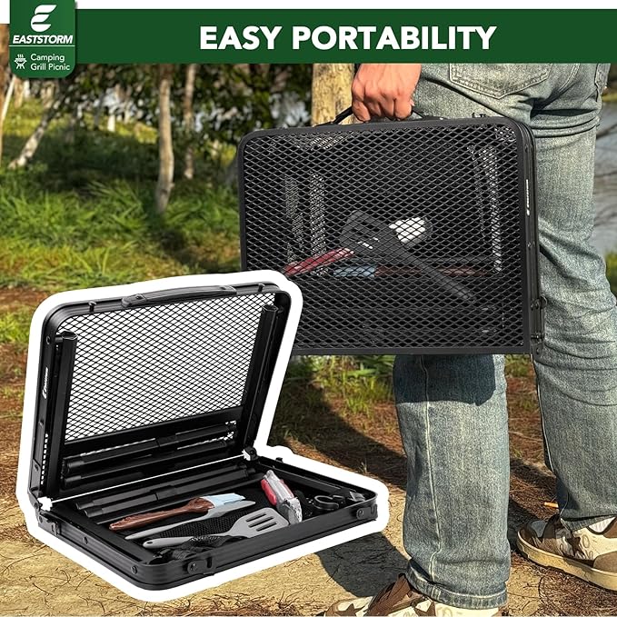 Small Folding Table, Easy for Storage, Compact and Portable Picnic Table for Grill, Outdoor Camping, Garden, Patio, Dining,