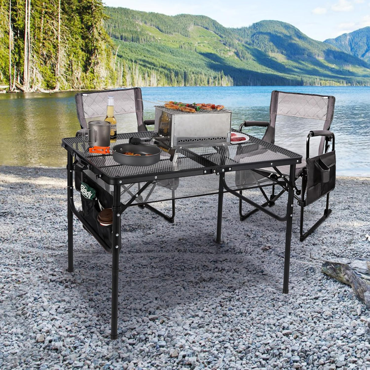 RedSwing Folding Grill Table,Aluminum Portable Grill Stand Table for Outdoor Camping Picnic BBQ Lightweight, Adjustable