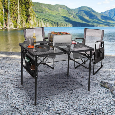 RedSwing Folding Grill Table,Aluminum Portable Grill Stand Table for Outdoor Camping Picnic BBQ Lightweight, Adjustable