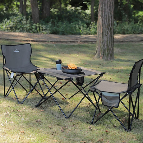 SUNNYFEEL Outdoor Folding Table | Lightweight Mesh Compact Camping Table, Roll Up Top 2 People Portable Camp Tables with
