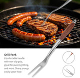 FJNATINH Heavy-Duty Grilling Accessories Rose Wooden BBQ Grilling Tools Set,Outdoor Grill Set with Spatula, Fork, Brush &