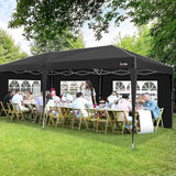 HOTEEL 10x20 Pop up Canopy with 6 Sidewalls, One Push Instant Setup Outdoor Canopy Tent with Reinforce Rod, Weight Bag, for