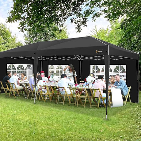 HOTEEL 10x20 Pop up Canopy with 6 Sidewalls, One Push Instant Setup Outdoor Canopy Tent with Reinforce Rod, Weight Bag, for