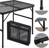 3x2 FT Folding Grill Table, Portable Camping Table for Outside, Adjustable Height Folding Table with Desktop & Mesh Bag,