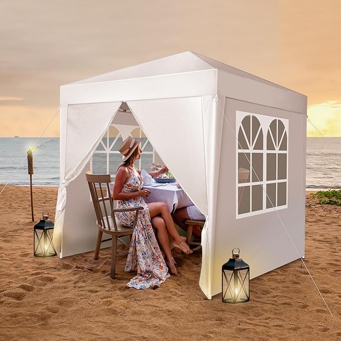 Outvita 6.5x6.5ft Pop Up Canopy Tent, Outdoor Instant Shelter Folding Canopy with 4 Side Walls and Carry Bag for Commercial