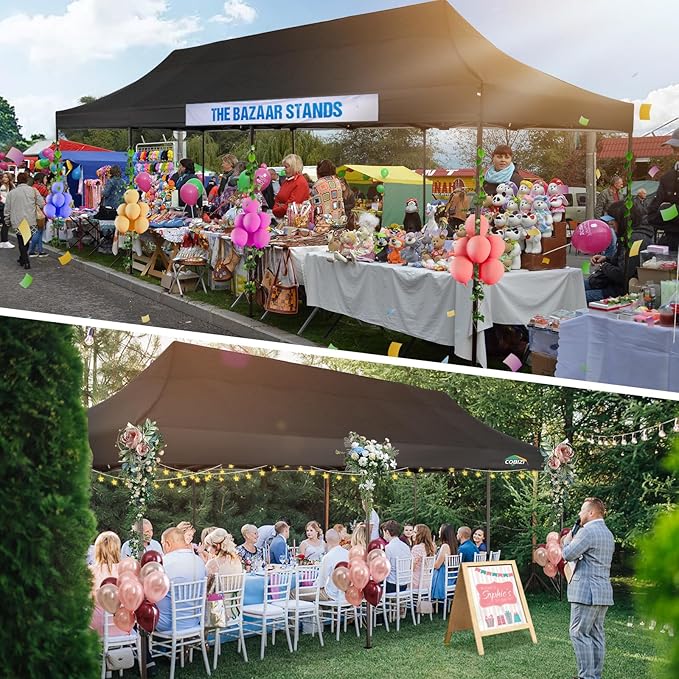 COBIZI 10x30 Pop Up Canopy Tent Heavy Duty with 8 Removable Sidewalls, Commercial Portable Tents for Parties Ez Up Canopy