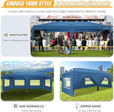 HOTEEL 10x20 Pop up Canopy with 6 Sidewalls, One Push Instant Setup Outdoor Canopy Tent with Reinforce Rod, Weight Bag, for