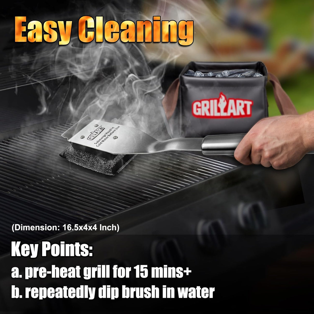 GRILLART Grill Brush Bristle Free, Safe Grill Brush for Outdoor Grill, SteamWizards BBQ Grill Cleaning Brush Kit,