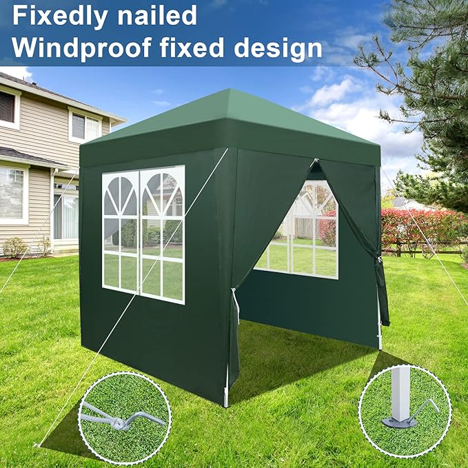 Outvita 6.5x6.5ft Pop Up Canopy Tent, Outdoor Instant Shelter Folding Canopy with 4 Side Walls and Carry Bag for Commercial