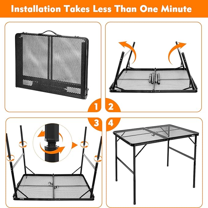 Folding Table, Easy for Storage, Compact and Portable Picnic Table for Grill, Outdoor Camping, Garden, Patio, Dining, BBQ,