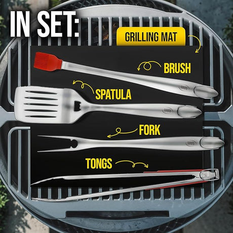 Kaluns BBQ Grilling Accessories, Grilling Gifts for Men Dad, Grill Tools for Outdoor Grill, Heavy Duty Stainless Steel Grill