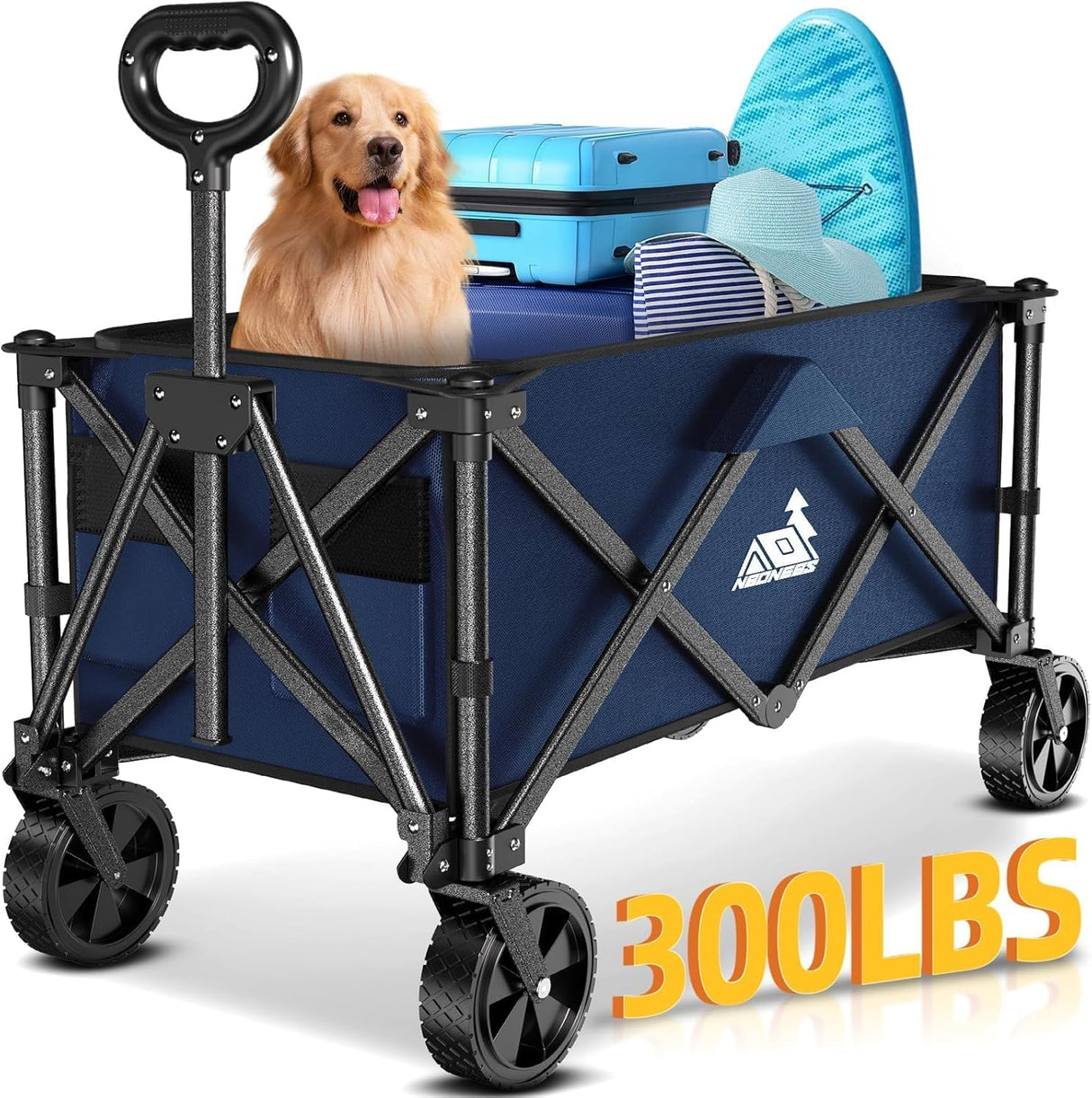 Collapsible Wagon Cart Foldable with 300lbs Load-Bearing, Heavy Duty Folding Wagons Carts with All Terrain Wheels, Utility