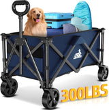 Collapsible Wagon Cart Foldable with 300lbs Load-Bearing, Heavy Duty Folding Wagons Carts with All Terrain Wheels, Utility