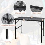 Camping Table with Mesh Desktop, Lightweight & Portable Folding Grill Table, Height Adjustable Metal Outdoor Table for Camp,