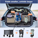 Collapsible Wagon Cart Foldable with Big Wheels Brakes, 250lbs Folding Utility Lightweight Garden Wagon, Portable Grocery