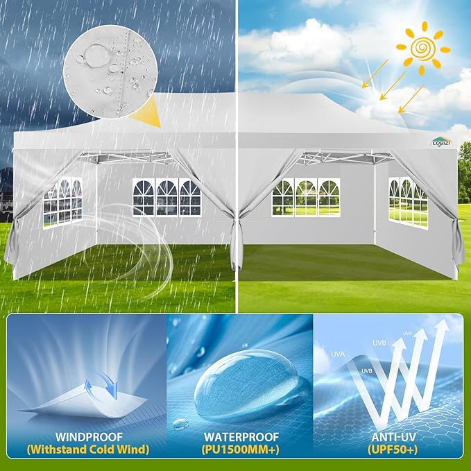 COBIZI 13x26 Pop Up Tent 13x26 Canopy with Sidewalls Heavy Duty Canopy Party Tent for Parties, Outdoor Wedding Large Event