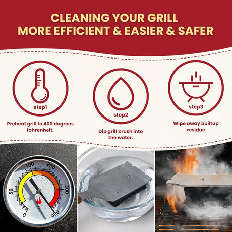 Grill Brush BBQ Cleaner Brush - Barbecue Brush for Outdoor Grill with 1 PCS Replacement Cleaning Head, Grill Cleaning Brush