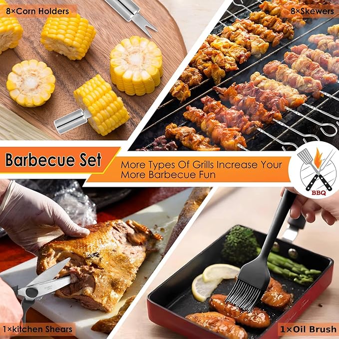 Yoehka BBQ Grilling Accessories Set, 34Pcs Heavy Duty Grill Tools for Outdoor Camping, Grilling Gifts for Men Dad, Stainless