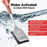 Bristle-Free Steam Cleaning Grill Brush,with Extended Luxurious Rosewood Handle and 1 Replacement Head,BBQ Grill Cleaning