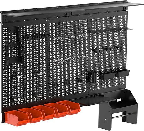 TORACK Metal Pegboard Wall Organizer 4ft Wide, Tool Storage Pegboard System for Garage with Accessories, Wall Mount Storage