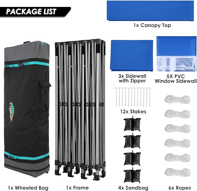 COBIZI 10x30 Pop up Canopy Tent 10x30 Canopy with Sidewalls, Heavy Duty Party Tent Tents for Parties, Foldable UPF 50+