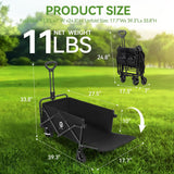 AYP Collapsible Wagon Cart Foldable with Wheels, Beach Wagon with Extended Tailgate & Brake, Heavy Duty Rolling Carts for