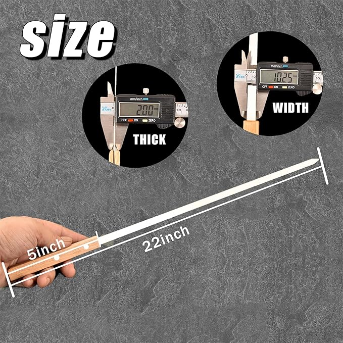 22-Inch Long Flat BBQ Skewers, HONSHEN 3/8 Inch Heavy Duty Stainless Steel Wide Blade with hardwood Handle barbecue skewers