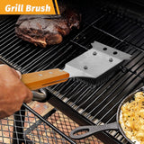 PURPLEBIRD Grill Utensils Set with Brush - 5pcs Grilling Tools Set with Bag Apron, Heavy Duty BBQ Tool Sets with Long Wood