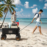 DXZ Beach Wagon Cart with Big Wheels for Sand - Folding Collapsible Wagon, Heavy Duty Wagons Carts Foldable for Beach,