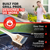 Natural Grill Brush Non Metal Bristles - Durable Non Metal Grill Brush Outdoor Grills Wooden Handle BBQ Cleaning Non-Wire