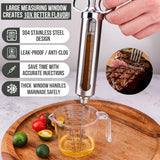 Professional Meat Injector Marinade Syringe Kit for Smoking & Grilling Turkey, Brisket & BBQ - Large 2 Oz Visible Stainless
