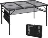 REDCAMP 48x24 Long Folding Grill Table for Outside, Lightweight Portable Double Layer Metal Aluminum Outdoor Grill Table