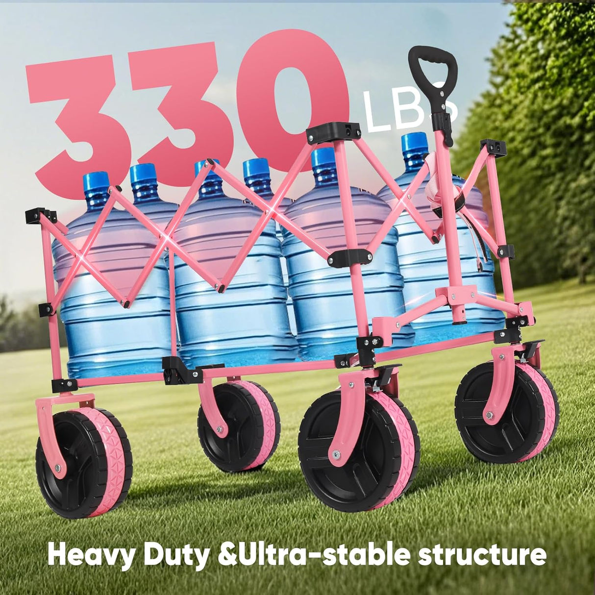 Sekey 220L Collapsible Foldable Wagon with 330lbs Weight Capacity, Heavy Duty Folding Utility Garden Cart with Big