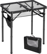 REDCAMP Small Folding Grill Table for Outside, 3 Heights Adjustable Lightweight Portable Metal Aluminum Outdoor Grill Table