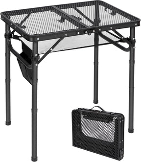 REDCAMP Small Folding Grill Table for Outside, 3 Heights Adjustable Lightweight Portable Metal Aluminum Outdoor Grill Table