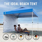 CROWN SHADES 10x10 Pop Up Canopy with 1 Side Wall - Beach Tent with One Push Setup - Outdoor Sun Shade for Events, Parties,
