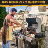 BBQ Grill Tools Set 16-inch Heavy Duty, 3 Pcs - Barbecue Utensils Kit for Camping, Kitchen, Outdoor Cooking,Suitable as a