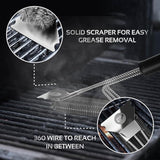 KITCHEN PERFECTION Safe Wire Grill Brush for Outdoor Grill w/Grill Scraper & Grill Mat Grill Cleaning Kit -Extended Handle