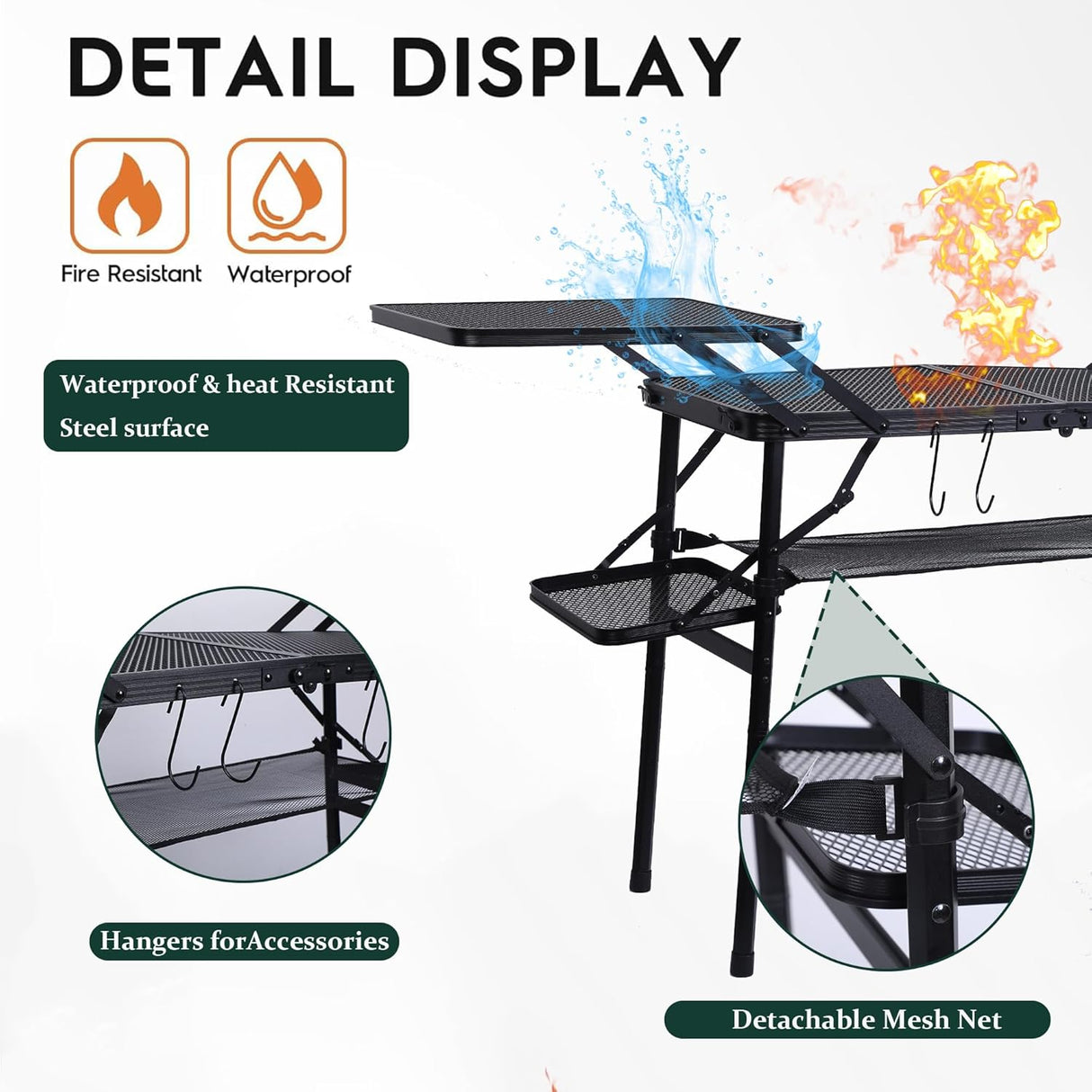Nice C Camping Table, Compact Folding Table, Grill Table, Outdoor Tables, Camping Tables That Fold Up Lightweight, with 4