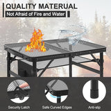 Camping Portable Folding Grill 2x1.3 FT Table, Lightweight Height Adjustable Metal Picnic Outdoor Table with Mesh Desktop