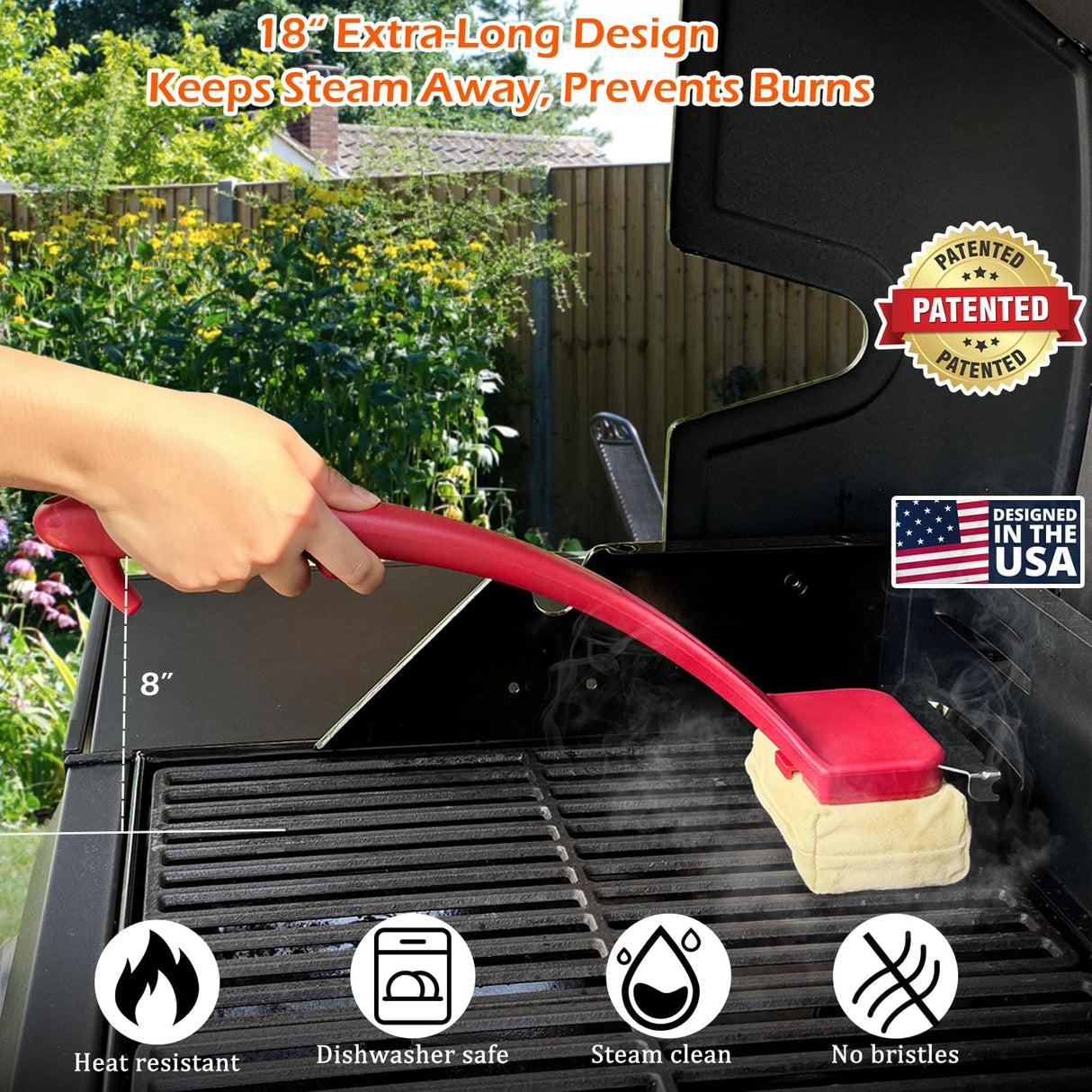 Grill Brush for Outdoor Grill, Bristle Free Steam Grill Brush with Scraper, BBQ Grilling Accessories BBQ Brush Non Metal