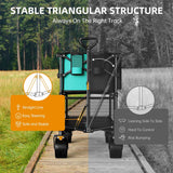 Foldable 50''L Extra Long Double Decker Wagon for Sport, 400L Collapsible Heavy Duty Wagon Cart with Big Wheels, Utility