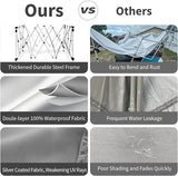 10x10 Pop Up Canopy, 300D Silver Coated Grey Fabric Outdoor Gazebo, Beach Tent Slant Legs with Storage Bag,Easy Up Sun Shade