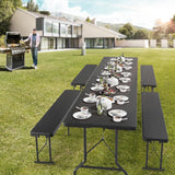 VINGLI 6 Foot Plastic Folding Table Portable Long Table for Indoor Outdoor Use Rectangular with Carrying Handle, Tree