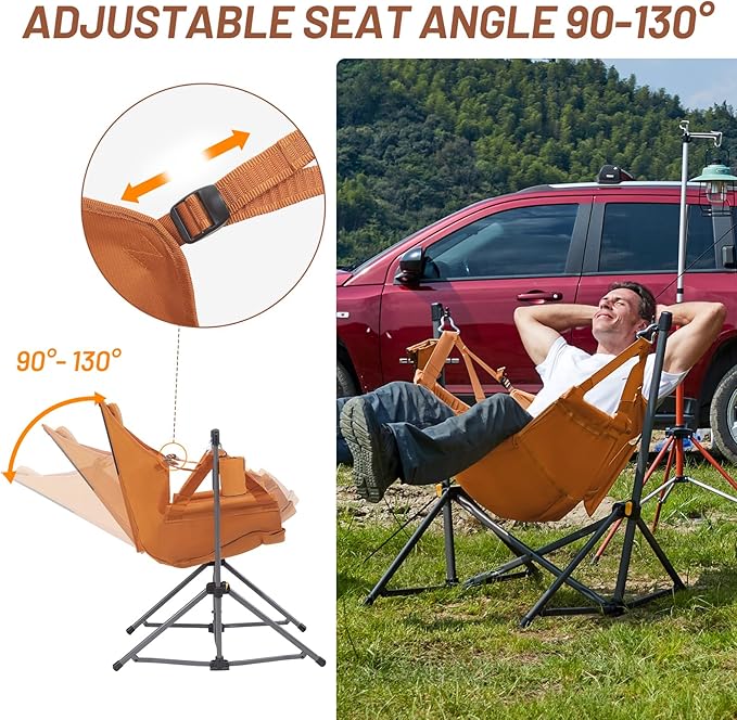 TIMBER RIDGE Hammock Camping Chair with Adjustable Backrest, Heavy Duty Folding Hammock Chair Supports 300lbs, Portable