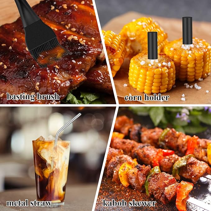 ROMANTICIST 25pcs Extra Thick BBQ Grill Accessories, Fathers Day Grilling Gifts Set for Men Dad, Heavy Duty Grill Tools