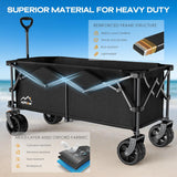 300L Extra Large Collapsible Foldable Wagon, 440lbs Load Capacity 48''L Extended Heavy Duty Folding Beach Wagon with Big