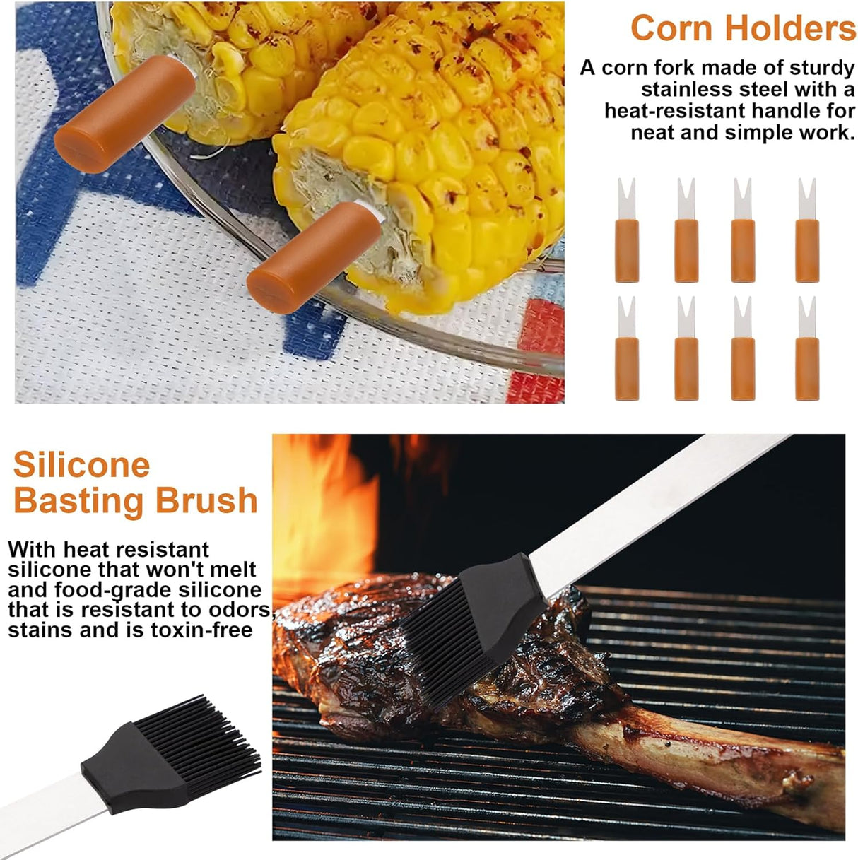 Supernal 21Pcs Deluxe Grill Tool Set Extra Thick Stainless Steel Grill Tool Set for Men Heavy Duty BBQ Tool Set Outdoor